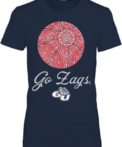 FanPrint Gonzaga Bulldogs Shirt, Zentangle Basketball Women's Shirt Gifts for Fans