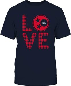 FanPrint Gonzaga Bulldogs, Stacked Love Tristar Checkered Pattern Shirt