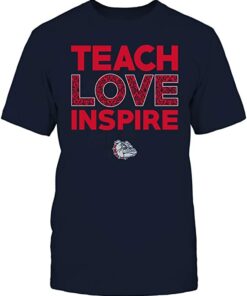 FanPrint Gonzaga Bulldogs, Teach Love Inspire, Brocade Pattern Gift Shirt
