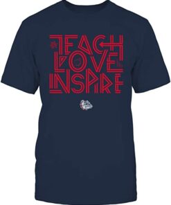 FanPrint Gonzaga Bulldogs, Teach Love Inspire Graphic Design Gift Shirt for Fans