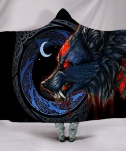 Fenrir Vikings Wolf 3D Hooded Blanket
