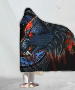 Fenrir Vikings Wolf 3D Hooded Blanket