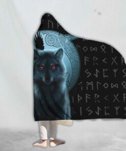 Fenrir Wolf Viking Hooded Blanket