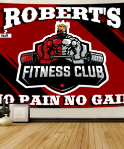 Fitness Club Banner Flag Tapestry Home Gym Decor Weightlifting Wall Art