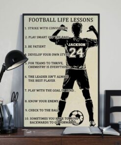 Football Life Lessons Personalized Soccer Poster Canvas Framed Wall Hangings Home Dorm Room Decor Meaning Gifts for Son Soccer Boys Sports Lovers