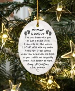 Gifts For Mom Dad From Baby Bump, Mommy And Daddy I've Been Only With You Ceramic Ornament, Christmas Decoration, 1st Christmas As Parents
