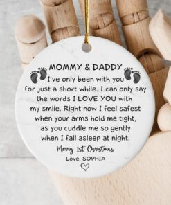 Gifts For Mom Dad From Baby Bump, Mommy And Daddy I've Been Only With You Ceramic Ornament, Christmas Decoration, 1st Christmas As Parents