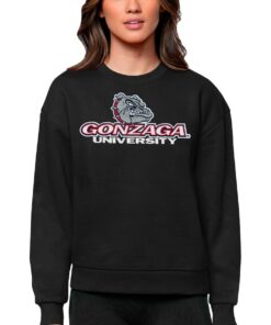 Gonzaga Bulldogs Antigua Women's Victory Crewneck Pullover Sweatshirt Black Gifts for Fans
