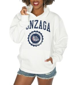 Gonzaga Bulldogs Gameday Couture Women's Good Catch Premium Fleece Pullover Hoodie White Gifts for Fans