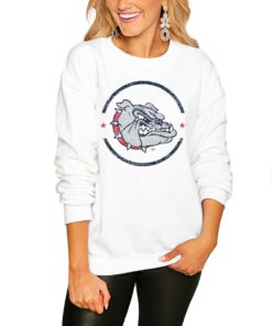 Gonzaga Bulldogs Women's End Zone Pullover Sweatshirt White Gifts for Fans
