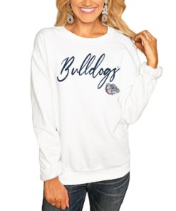 Gonzaga Bulldogs Women's Win the Day Pullover Sweatshirt White Gifts for Fans