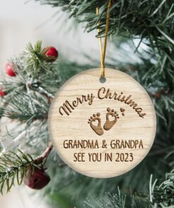 Grandma Grandpa See You In 2023 Ceramic Ornament, Pregnancy Announcement, Pregnancy Reveal, New Baby, Christmas Ornament For Grandparents
