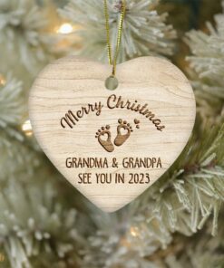Grandma Grandpa See You In 2023 Ceramic Ornament, Pregnancy Announcement, Pregnancy Reveal, New Baby, Christmas Ornament For Grandparents