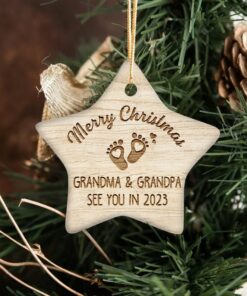 Grandma Grandpa See You In 2023 Ceramic Ornament, Pregnancy Announcement, Pregnancy Reveal, New Baby, Christmas Ornament For Grandparents