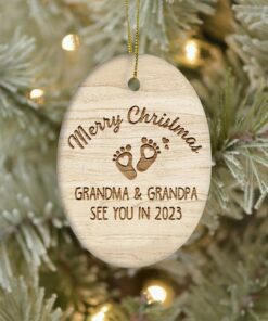 Grandma Grandpa See You In 2023 Ceramic Ornament, Pregnancy Announcement, Pregnancy Reveal, New Baby, Christmas Ornament For Grandparents