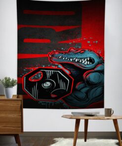 Home Gym Decor Banner Flag Tapestry Crocodile With Dumbbells