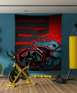 Home Gym Decor Banner Flag Tapestry Crocodile With Dumbbells