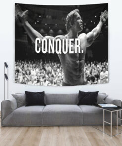 Home Gym Decor Conquer Motivational Quotes Flag Banner Tapestry