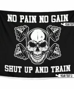 Home Gym Decor Flag Banner Tapestry Monochrome Skull Wall Art Bodybuilding Gift