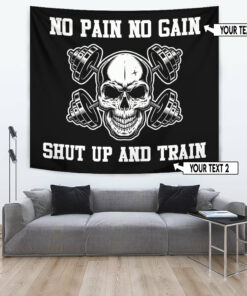 Home Gym Decor Flag Banner Tapestry Monochrome Skull Wall Art Bodybuilding Gift