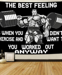 Home Gym Decor Flag Banner Tapestry Motivational Quotes The Best Feeling