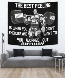 Home Gym Decor Flag Banner Tapestry Motivational Quotes The Best Feeling