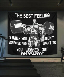 Home Gym Decor Flag Banner Tapestry Motivational Quotes The Best Feeling