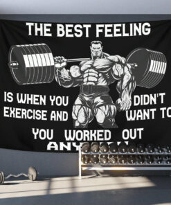 Home Gym Decor Flag Banner Tapestry Motivational Quotes The Best Feeling