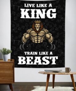 Home Gym Decor Lion King Banner Flag Tapestry Bodybuilding Wall Art