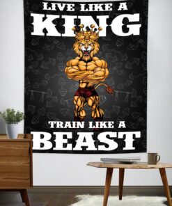 Home Gym Decor Lion King Wall Art Banner Flag Tapestry