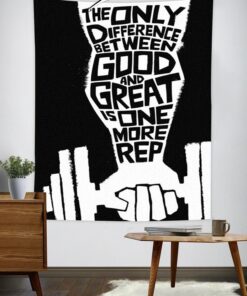Home Gym Decor Motivational Quotes One More Rep Banner Flag Tapestry