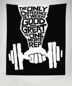 Home Gym Decor Motivational Quotes One More Rep Banner Flag Tapestry