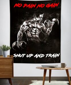 Home Gym Decor No Pain No Gain Wall Banner Flag Tapestry