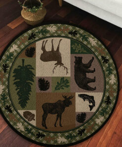 Hunting Cabin Welcome Round Rug, Carpet