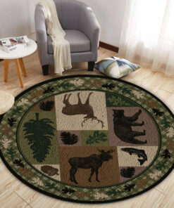 Hunting Cabin Welcome Round Rug, Carpet