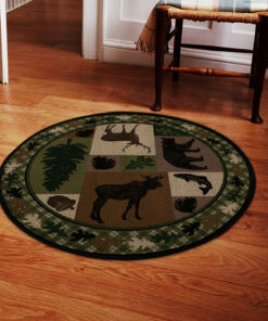 Hunting Cabin Welcome Round Rug, Carpet