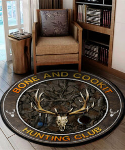 Hunting Deer Bone and Cookit Round Rug Carpet