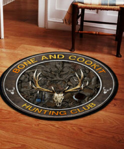 Hunting Deer Bone and Cookit Round Rug Carpet