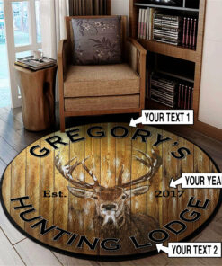 Hunting Deer Rustic Round Rug, Carpet
