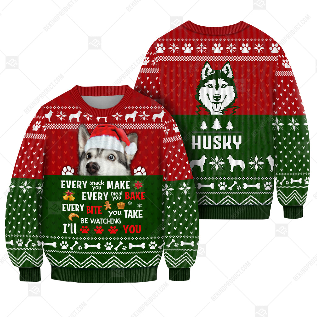 Every Snack Meal Bite You Make Knitted Print Husky Dog Christmas Sweater - Best Gift For Christmas, Noel