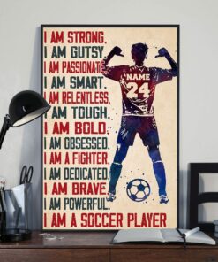 I Am A Soccer Player Personalized Soccer Player Watercolor Name Number Custom Poster Canvas Meaning Gifts for Son Soccer Boys Sports Lovers
