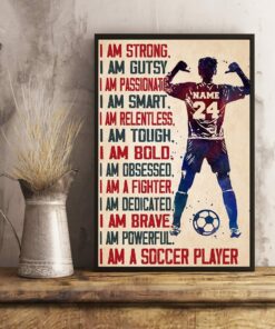 I Am A Soccer Player Personalized Soccer Player Watercolor Name Number Custom Poster Canvas Meaning Gifts for Son Soccer Boys Sports Lovers