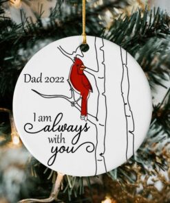 I Am Always With You Red Yellow Cardinal Ceramic Ornament, Custom Mom Dad Memorial, Memorial Ornament, Personalized Christmas Ornament