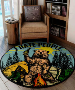 I Hate People Bear Round Rug, Carpet
