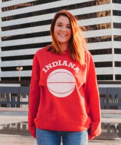 Indiana University Basketball Red Crewneck Sweatshirt, Unisex Men's or Women's Hoosier State Fleece Pullover, IU Clothing Apparel Gift