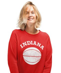 Indiana University Basketball Red Crewneck Sweatshirt, Unisex Men's or Women's Hoosier State Fleece Pullover, IU Clothing Apparel Gift