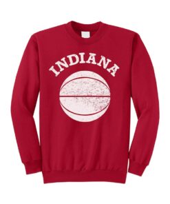 Indiana University Basketball Red Crewneck Sweatshirt, Unisex Men's or Women's Hoosier State Fleece Pullover, IU Clothing Apparel Gift