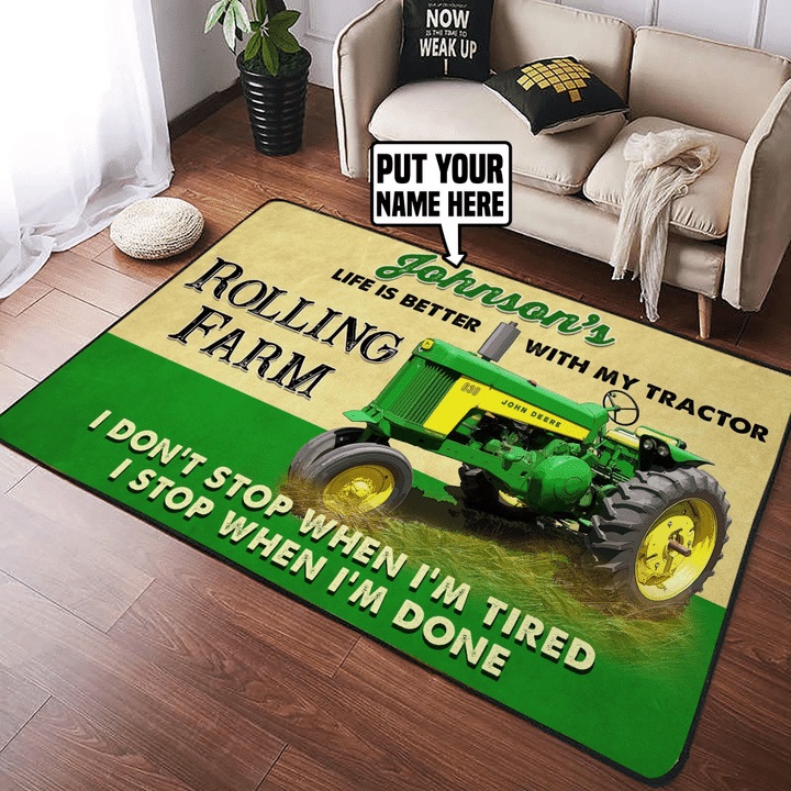 John Deere Rug Rolling Farm Life Is Better With My Tractor - Bluefink