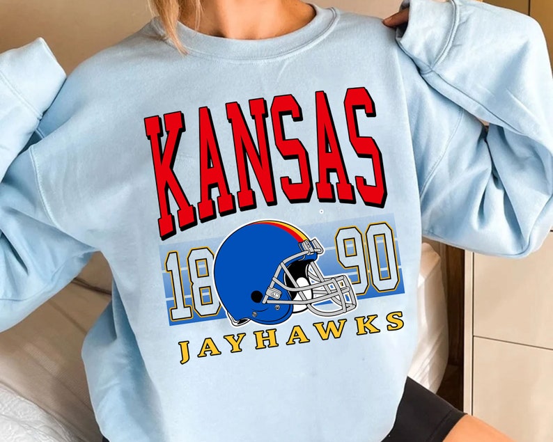 KANSAS Football Crewneck Sweatshirt, KANSAS Football Sweatshirt, Football Fan Shirt, University Football Fan Shirt