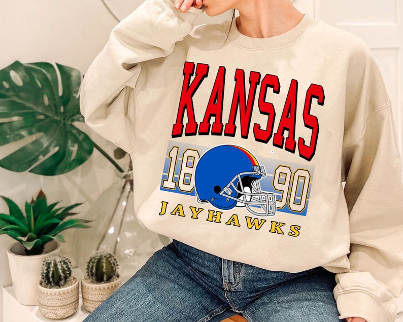 KANSAS Football Crewneck Sweatshirt, KANSAS Football Sweatshirt, Football Fan Shirt, University Football Fan Shirt